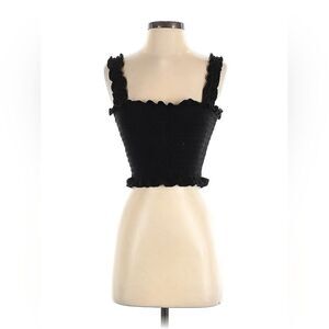 Reformation Leonore black ruffle strap blouse size Small